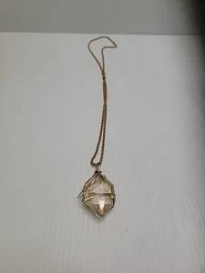 Colpente ENORME Dichiarazione Avvolto Pietra Ciondolo 30" Collana su Catena Corda Oro - Foto 1 di 2