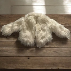 Joyfolie Kendra Faux Fur Jacket In Ivory Size 4T NWT - Picture 1 of 7