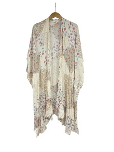 Easel Long Floral Multicolor Kimono Layering Piece Boho Womens Plus Size 1XL - Picture 1 of 6