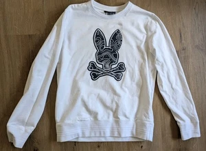 Men's Psycho Bunny White Long Sleeve Crewneck Sweatshirt Embroidered Logo Size M - Picture 1 of 10