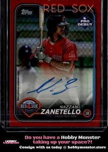 2024 Topps Pro Debut Nazzan Zanetello Autographs Red Auto #/10 Salem Red Sox - Picture 1 of 2