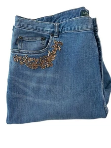 VTG Lauren Jeans Co Women 18 Denim Embroidered Pockets Straight Leg Ralph Lauren - Picture 1 of 10