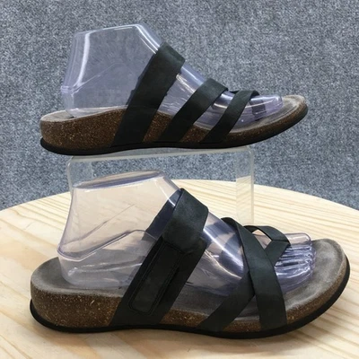 Abeo Sandals Womens 10 N Black Leather Bryce Strappy Slip On Comfort BIO System - Image 1 of 4