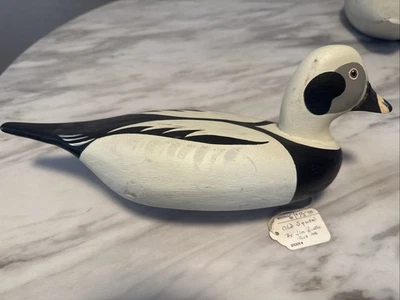 Señuelo de pato negro tallado a mano JTB Jim Burtis Oldsquaw pato de cola larga Foto 1 de 4