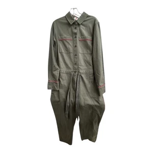BODEN Jessie Jumpsuit Classic Khaki Olive and Red Size 12R Aviator Military - Picture 1 of 6