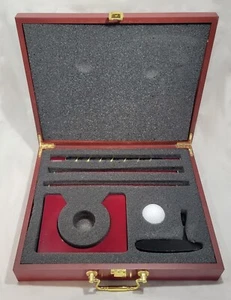 DLK Red Gold A99 Golf Putter Set WP03 Putting Cup Executive Indoor Wooden Case - Picture 1 of 3