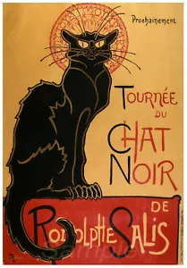 VINTAGE KATZENTOURNEE SCHWARZ BLACK CAT A3 POSTER PRINT - Bild 1 von 2