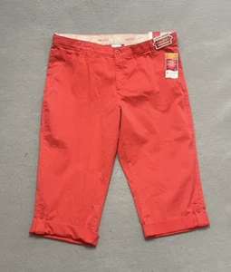 Lee Women's Comfort Waistband Capri Pants Red 18/M Roll Cuff Hem - Picture 1 of 9