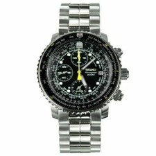 Seiko Flight Chronograph Men's Black Watch - SNA411