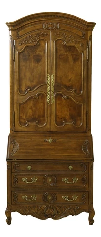50990EC: HENREDON French Style Walnut Secretary Desk Cover
