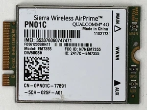 Tarjeta Dell Wireless 5808E DW5808E M.2 banda ancha móvil 4G LTE WWAN PN01C - Imagen 1 de 3