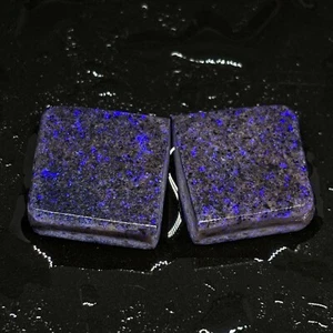 Bright Lavender Blue Rough Andamooka Opal Split Pair - Picture 1 of 3