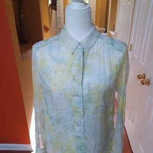 Pilcro And The Letterpres Anthropologie Shirt Womens XS Yellow Tie Dye Sheer - Picture 1 of 16