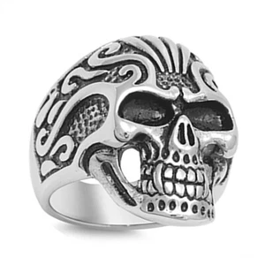 Anillo de motociclista con calavera de acero inoxidable de moda para hombre con 2 ojos negros - Imagen 1 de 2