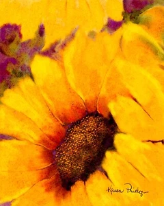ACEO ATC Art Card Painting Print Signed Sun Seeker Sunflower Flower Floral - Picture 1 of 1