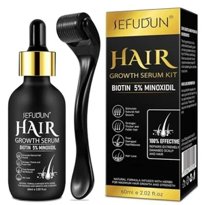 5% Minoxidil Beard Growth Oil + Derma Roller Hair Growth Serum Biotin &Collagen - Picture 1 of 6