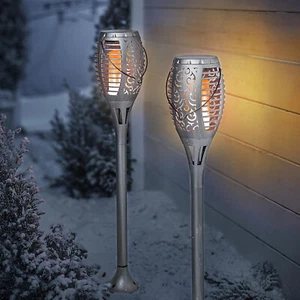 2er Set LED Gartenstecker Flame  - Led Gartenfackel 59cm - flackernd mit Timer - Bild 1 von 8