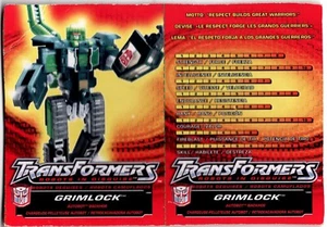 Transformers Robots in Disguise Tech Specs Stats Card Grimlock RID 2001 Hasbro - Picture 1 of 1