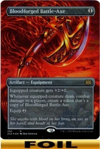 1x - Bloodforged Battle-Axe - FOIL BORDERLESS #392 - Double Masters 2022 MTG - Picture 1 of 1