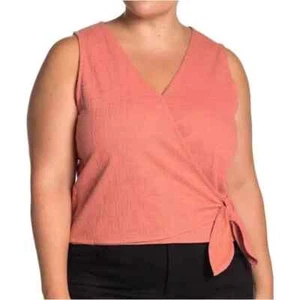 Madewell ärmelloses Wickel-Tanktop zum Binden Shirt Größe 3X Altrosa Koralle Strukturiert - Bild 1 von 11