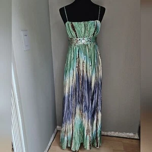 Elegante Maxi Vestido Multicolor Seda Tie Dye Pequeño - Imagen 1 de 9