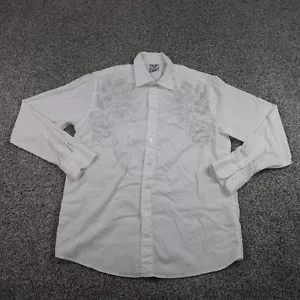 Avirex Shirt Mens Large White Long Sleeve Button Up Cyber Goth Emo Skull Snake - Picture 1 of 18