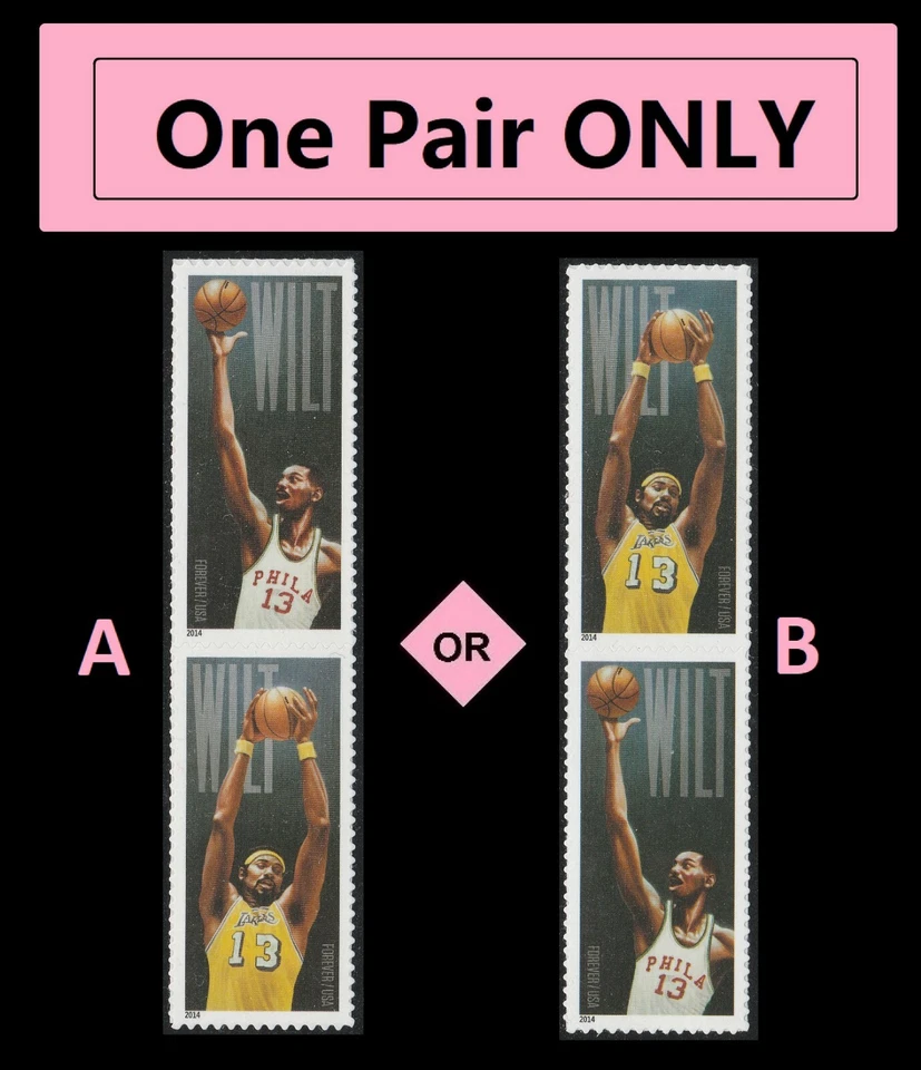 US 4950-4951 4951a Wilt Chamberlain F vert pair MNH 2014 - Image 1 of 1