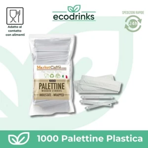 1000 PALETTE PER CAFFE' INCARTATE IMBUSTATE SINGOLARMENTE PALETTINE DI PLASTICA - Foto 1 di 3