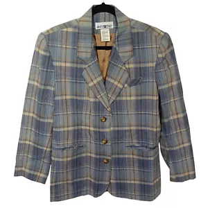 White Stag Womens Blazer Jacket Size 8 Linen Cotton Blue Career Office Business - Picture 1 of 6