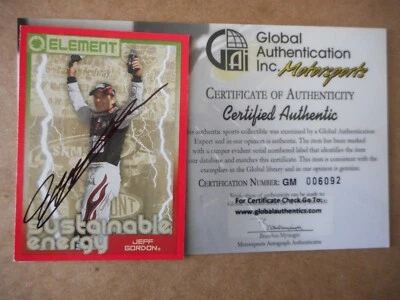 Jeff Gordon signed 2010 ELEMENT #24 "SUSTAINABLE ENERGY" (Red Border) W/ GA-COA - Image 1 of 4