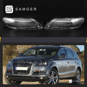 Pair Fit For 2006-2015 Audi Q7 Headlights Headlamps Lens Cover Left+Right - Picture 1 of 11