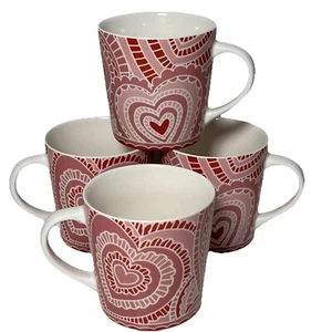 4 tazze da tè caffè Starbucks 2005 rosso rosa pizzo cuori San Valentino 16 oz set 4 - Foto 1 di 8