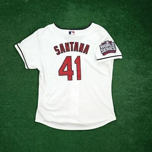 Carlos Santana 2016 Cleveland Indians Women's World Series Home Cool Base Jersey - Picture 1 of 6