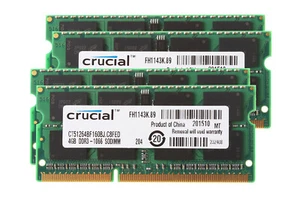 Crucial DDR3 RAM 16 GB 4x 4 GB 1066MHz PC3-8500 200pin SODIMM Laptop Memory CL7^ - Picture 1 of 10