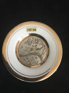 Collective The Art Of Chokin 24KT Gold Edge Japan 6" Decorative Bird Plate  - Picture 1 of 5