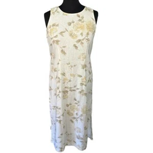 Vintage AGB Linen Blend Floral Print Sleeveless Maxi Sheath Dress, Size XL - Picture 1 of 8