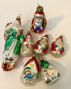 Lotto misto 7 decorazioni natalizie vetro mercurio Germania e Colombia Babbo Natale vintage * - Foto 1 di 3