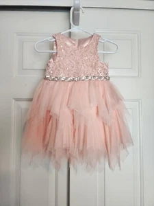 American Princess Girls Pink Tired Tulle Sequence Party Dress Size 24 M - Picture 1 of 5