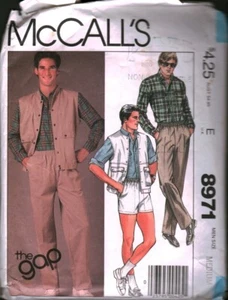 8971 Vintage McCalls SEWING Pattern Mens 1980s Vest Pants Shorts Shirt Gap Med - Picture 1 of 2