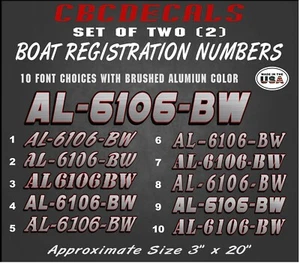 Cbcdecals - Juego de números de registro de barco/jet ski impreso de aluminio cepillado 3x20 - Imagen 1 de 8