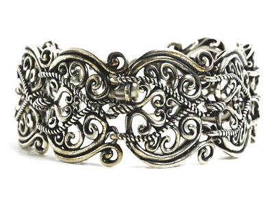 Relios Carolyn Pollack纯银卷轴设计宽链手链 — 第 1/4 张图片