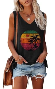 Womens Tank Tops Sleeveless Yoga Shirts Summer Tops Loose Fit Running Athleti... - Picture 1 of 1