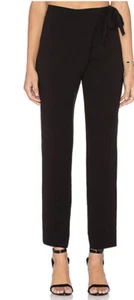 Diane Von Furstenberg Sz 6 Orly Black Crepe Pants Wrap Front Asymmetric NWT - Picture 1 of 12
