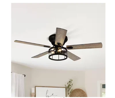 Breezary Ableton Hugger 52 in. Black Indoor Ceiling Fan w/ Remote and Light Kit  - Image 1 of 4