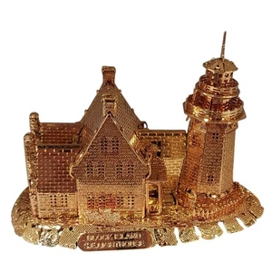 Danbury Mint Gold Plated Lighthouse Christmas Ornament - Block Island Lighthouse - Picture 1 of 11