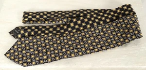 Versace Seidenkrawatte schwarz & gold geometrisches Quadrate Design 3,5" breit - Bild 1 von 6