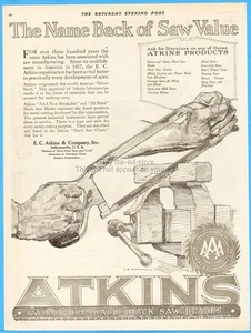 1919 E C Atkins Co Indianapolis Indiana Hand Hack Saw Blades Vintage Tool Ad - Picture 1 of 1