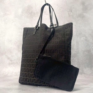FENDI Handtasche Beuteltasche Handtasche FF Zucchino Canvas Leder schwarz echt - Bild 1 von 24