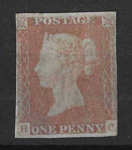 GB 1841 QV 1d Red Imperf SG8 Mint Lettered H - C - Bild 1 von 2