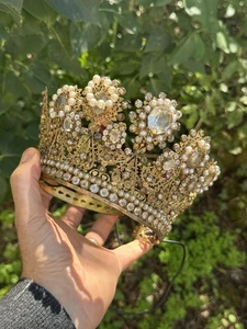 Krone Der Heiligen - Strass - Messing - 19. Jahrhundert - Kirche - Frankreich - Bild 1 von 24